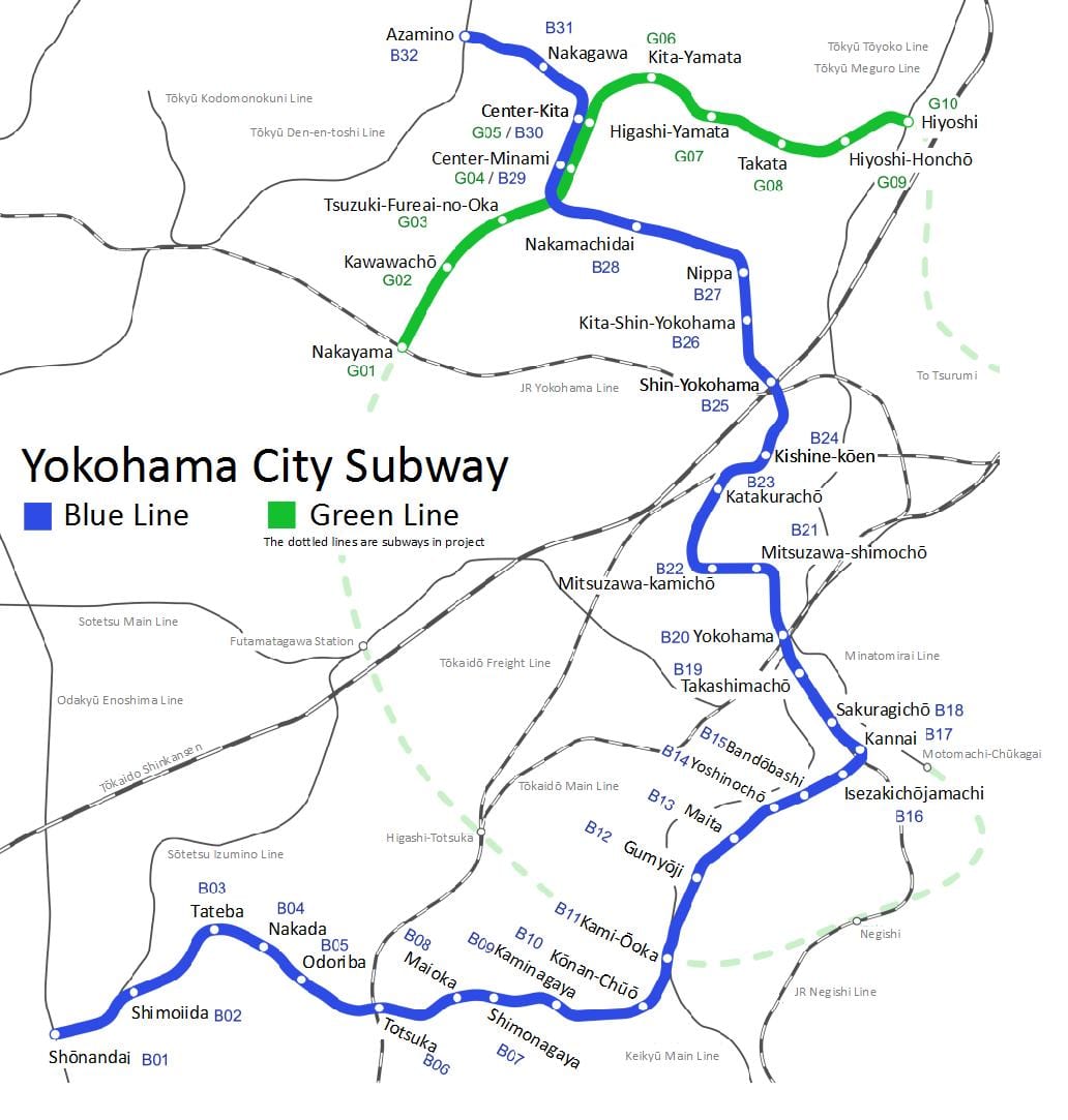 Yokohama mapa do metrô