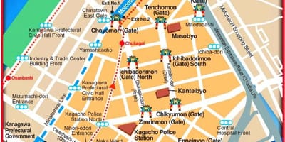 Mapa de Yokohama bairro chinês